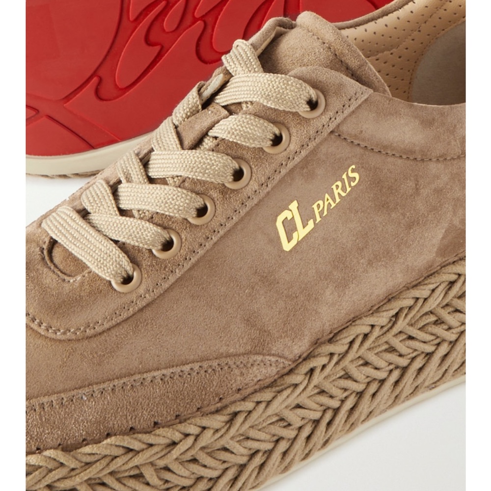 Christian Louboutin Tan Suede Platform Sneakers - Picture 3 of 9